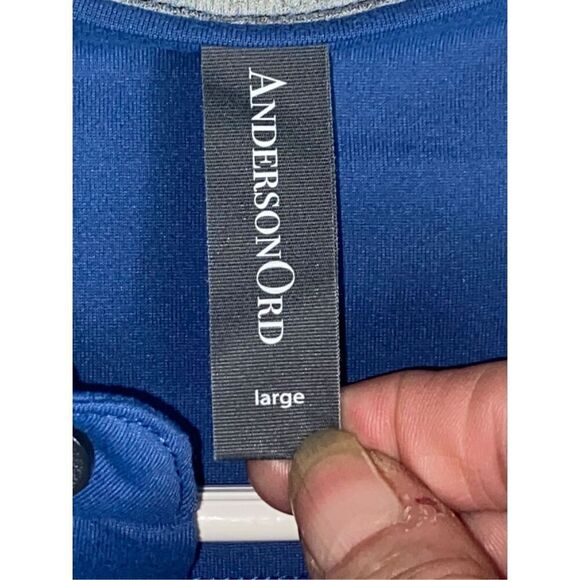 Anderson Ord Blue Performance Polo Shirt Men’s Large Short Sleeve Stretch AO Log - Picture 6 of 6